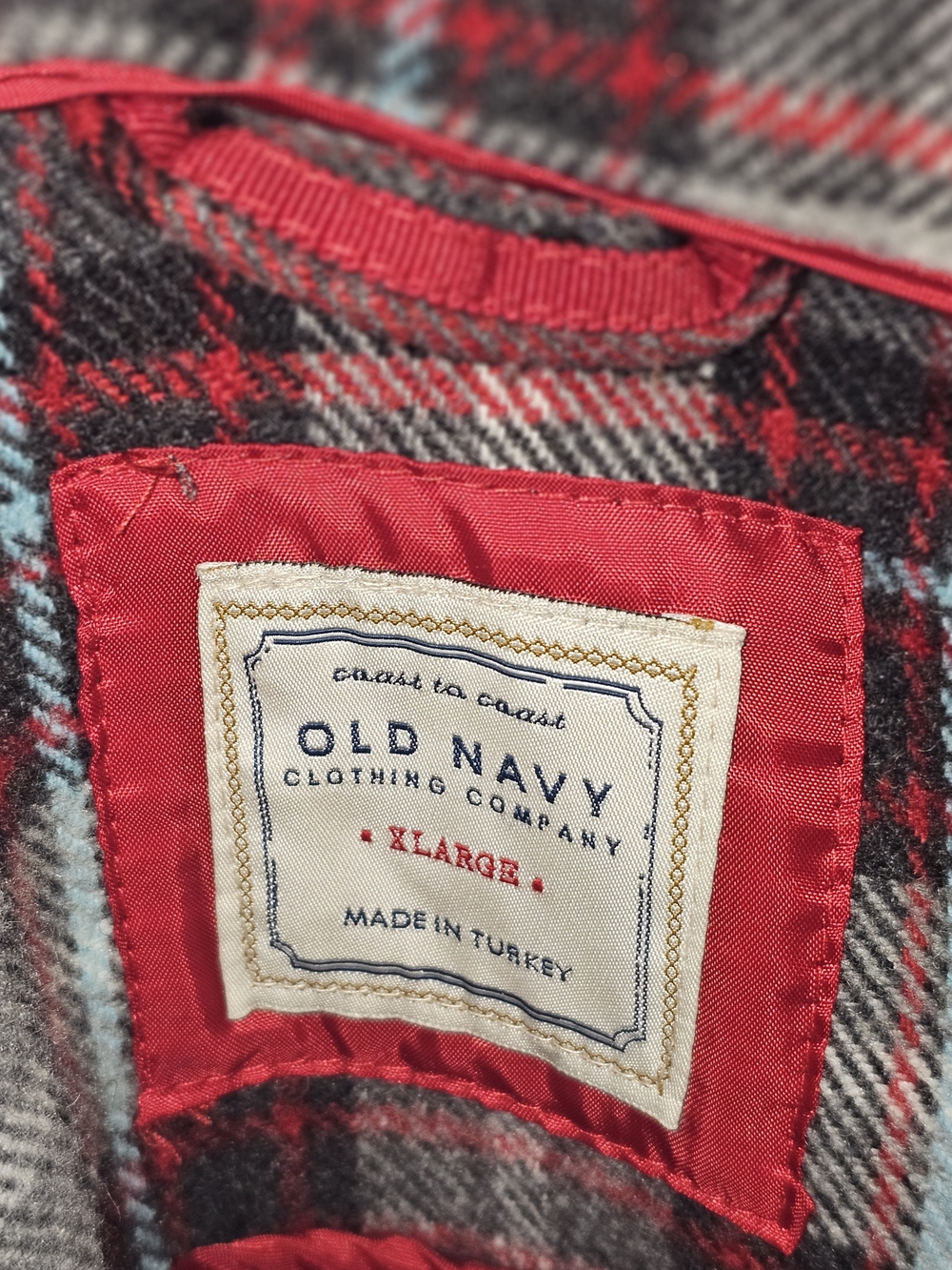 Old Navy Pea Coat Plaid Double Breasted Toggle Buttons Womens Size X Large - Picture 8 of 8